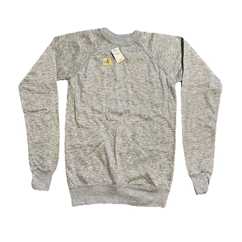NOS‎ Vintage 70s 80s Sportswear Gray Pullover Crewneck Sweatshirt Youth Size XL